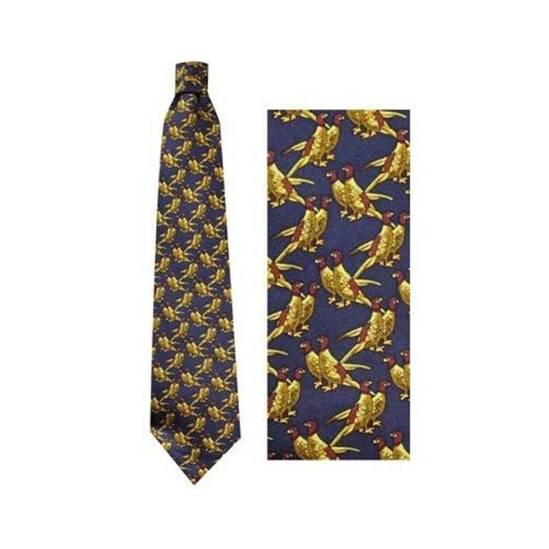 100% Silk Tie By Bisley – Solid Blue Pheasants 100% Silk Tie By Bisley – Solid Blue Pheasants