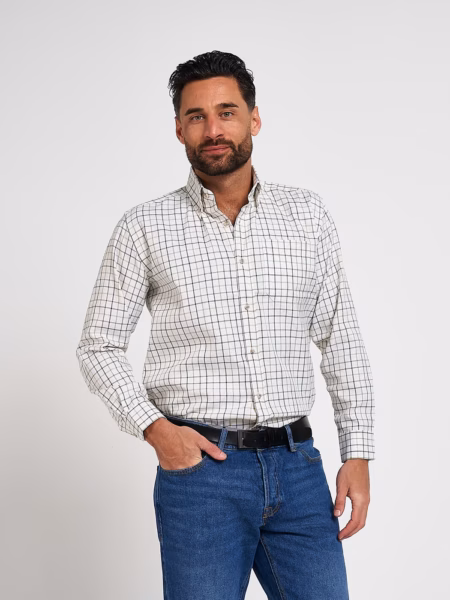Jack Pyke countryman checked shirt in blue - model front