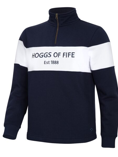 Hoggs Dumfries 1888 Gents 1/4 Zip Sweatshirt - Navy/White, XS