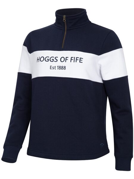 Hoggs Dumfries 1888 Ladies 1/4 Zip Sweatshirt - Navy/White, S