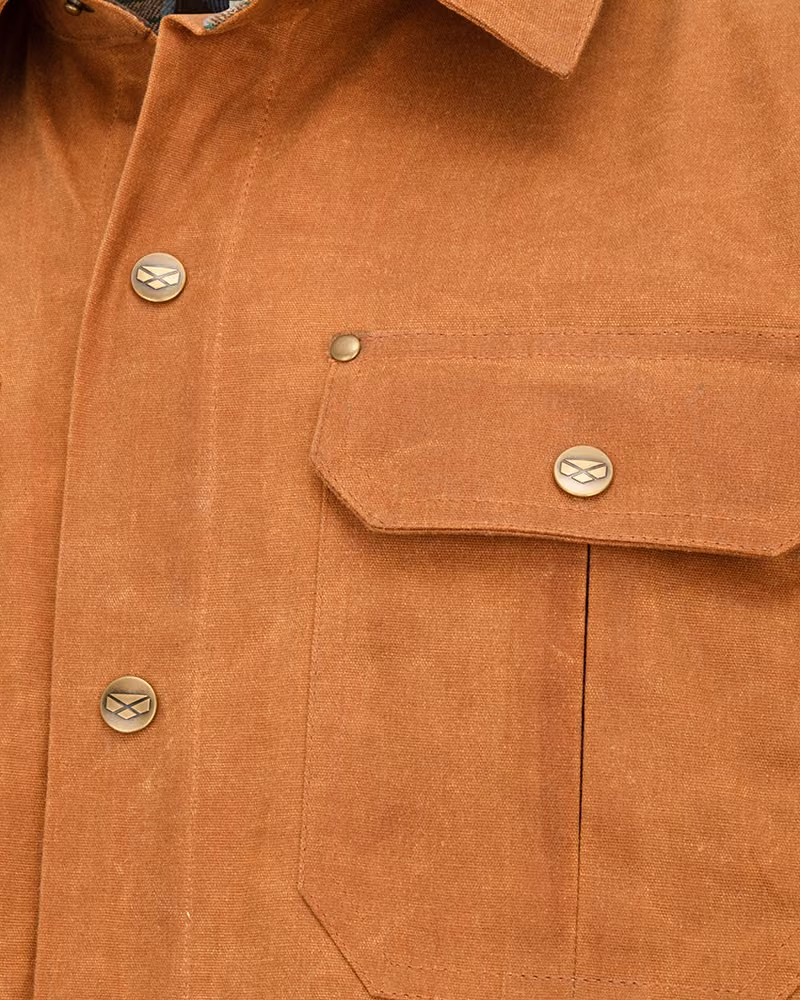 Hoggs of Fife Huntly Waxed Canvas Utility Overshirt - Caramel - detail