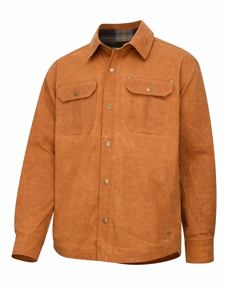 Hoggs of Fife Huntly Waxed Canvas Utility Overshirt - Caramel - front