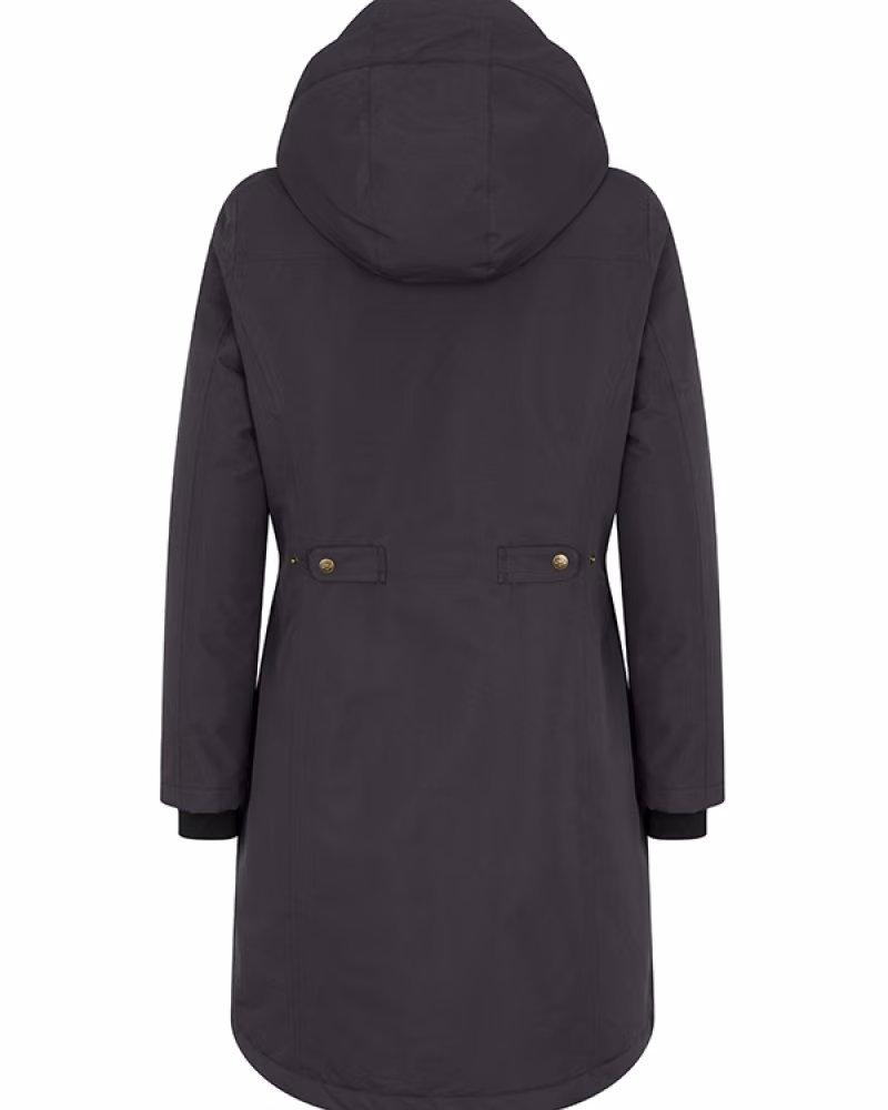 Hoggs of Fife Walker Ladies Long Coat in Charcoal, rear view