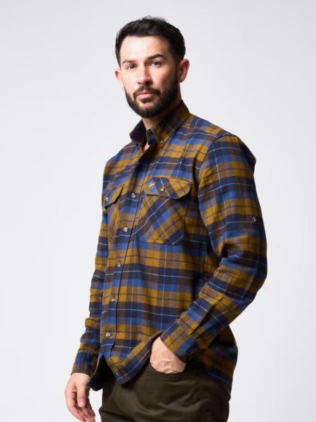 Jack Pyke Bleasdale Heavy Flannel Shirt Navy Russet