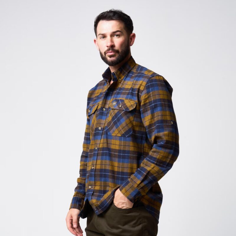 Jack Pyke Bleasdale Heavy Flannel Shirt Navy Russet Jack Pyke Bleasdale Heavy Flannel Shirt Navy Russet