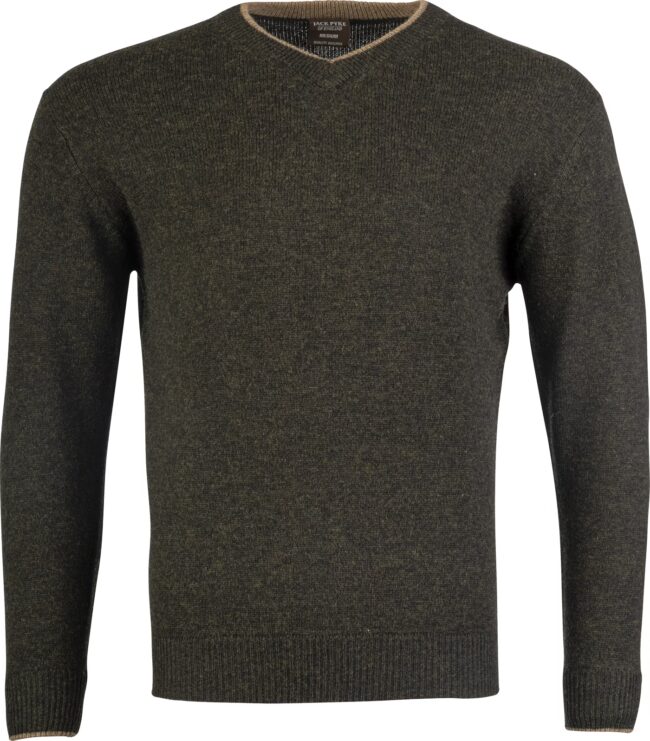 Jack Pyke Ashcombe 100% Lambswool V-Neck Dark Olive
