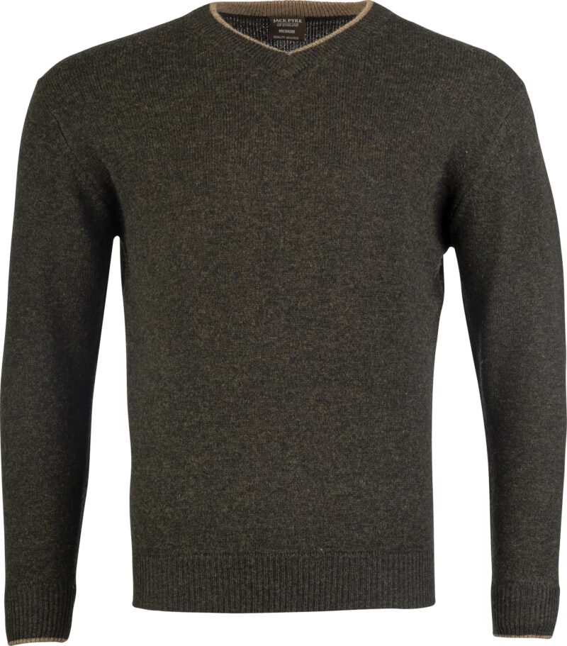 Jack Pyke Ashcombe 100% Lambswool V-Neck Dark Olive