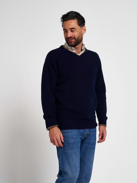 Jack Pyke Ashcombe 100% Lambswool V-Neck Navy