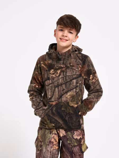 Jack Pyke junior fieldman fleece hoodie in evo - model front