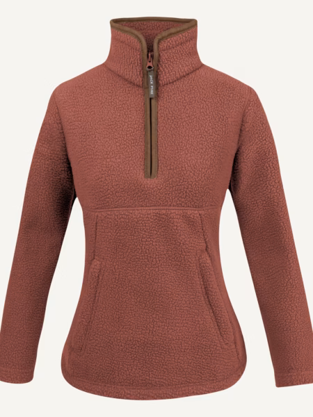 Jack Pyke ladies half zip sherpa fleece pullover in sail - front