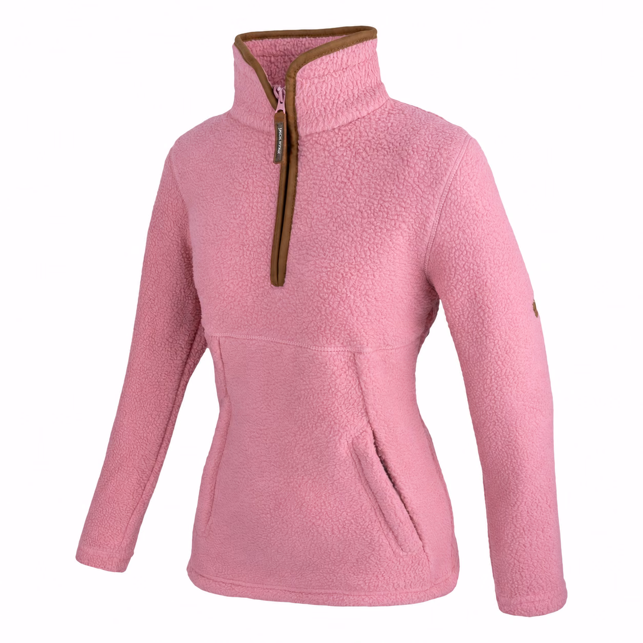 jack-pyke-ladies-half-zip-sherpa-fleece-pullover-dusty-pink-three-quarter-white Jack Pyke Ladies Half Zip Sherpa Fleece Pullover in Dusty Pink - three-quarter