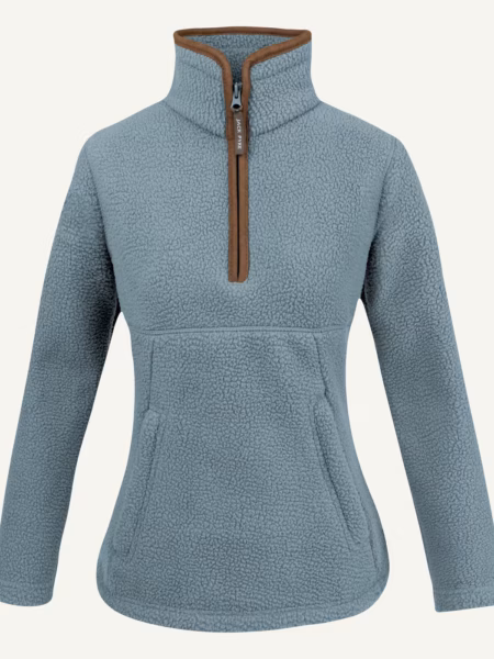 Jack Pyke ladies half zip sherpa fleece pullover in sail - front