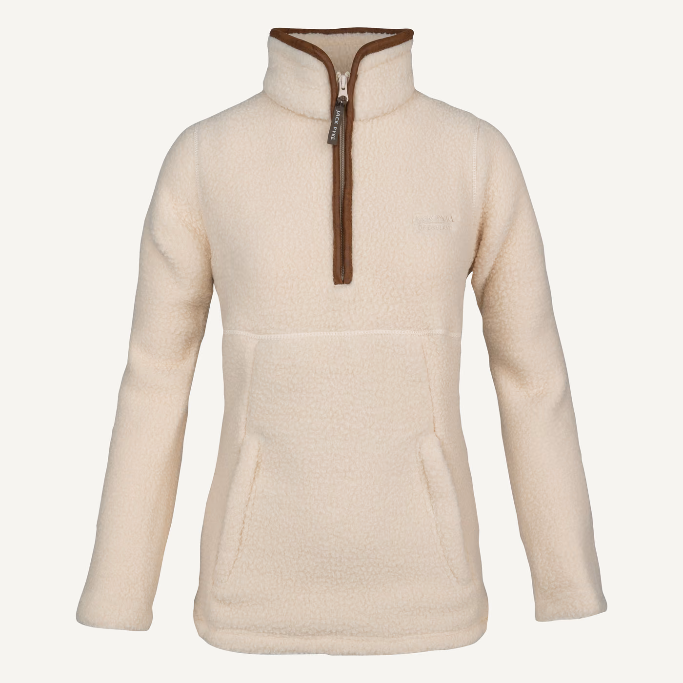 Jack Pyke ladies half zip sherpa fleece pullover in sail - front