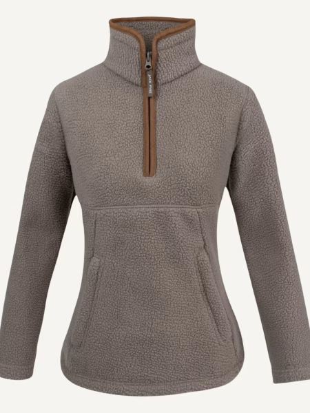 Jack Pyke ladies half zip sherpa fleece pullover in sail - front