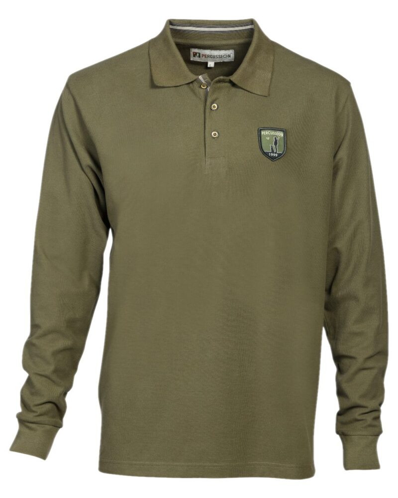 Percussion-Mens-Long-Sleeved-Polo-Shirt-Khaki