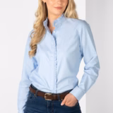 Rydale Ladies Oxford Cotton Ruffled Shirt - Ivy