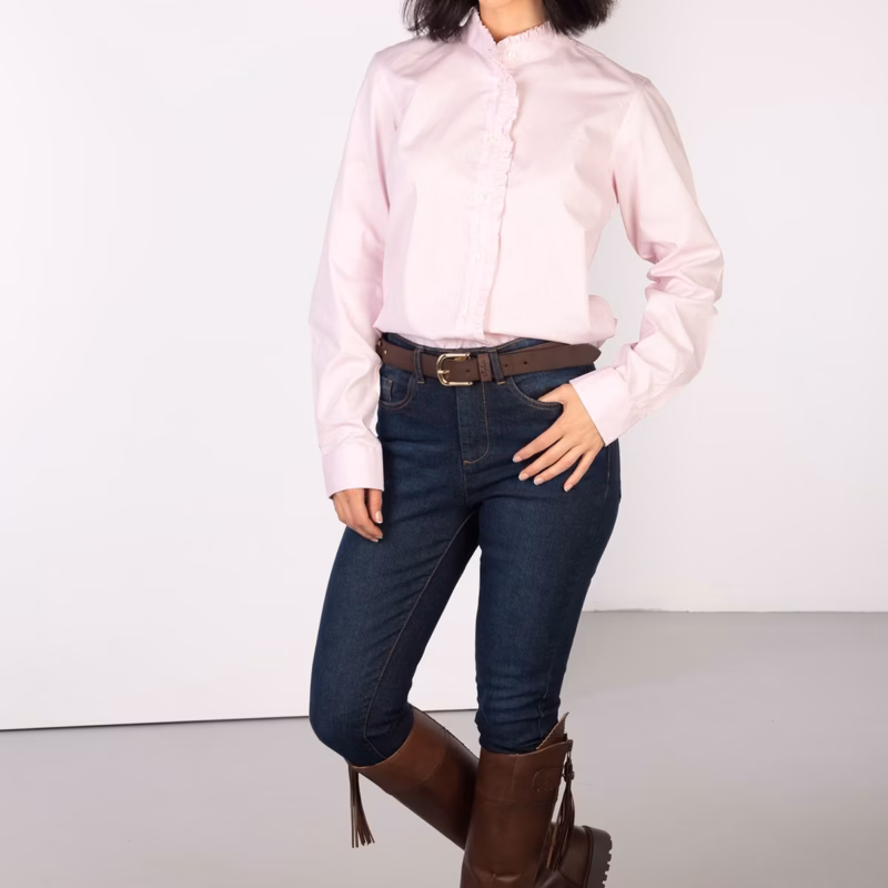 Rydale Ladies Oxford Cotton Ruffled Shirt - Ivy Rydale Ladies Oxford Cotton Ruffled Shirt - Ivy