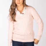 Rydale Ladies V Neck Cable Knit Jumper - Emma