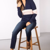 Rydale Ladies Striped Quarter Zip Jumper - Bramham