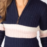 Rydale Ladies Striped Quarter Zip Jumper - Bramham
