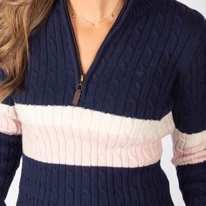 Rydale Ladies Striped Quarter Zip Jumper - Bramham Rydale Ladies Striped Quarter Zip Jumper - Bramham