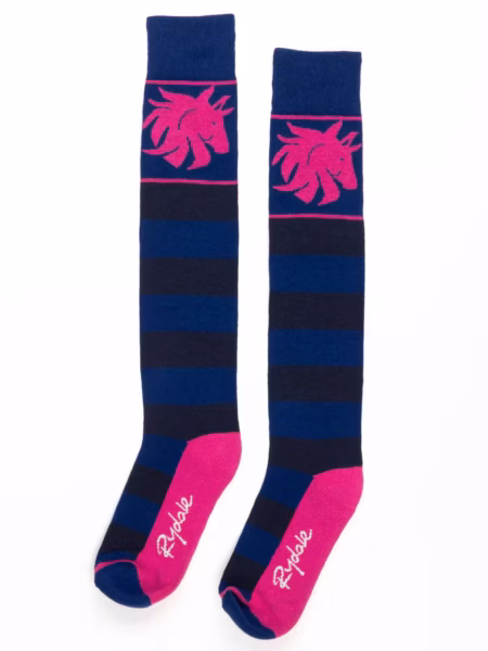 Rydale Ladies Broadstripe Knee Length Riding Socks - Navy
