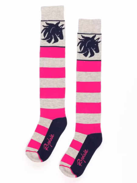 Rydale Ladies Broadstripe Knee Length Riding Socks - Navy