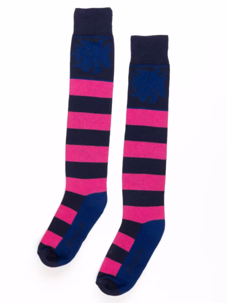 Rydale Ladies Broadstripe Knee Length Riding Socks - Navy