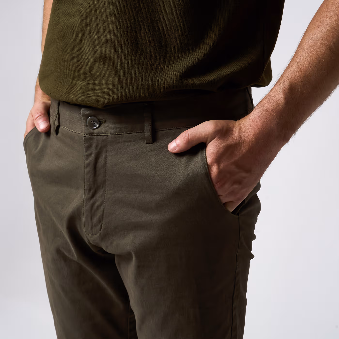 Jack Pyke Chino Trousers in Khaki Olive – waist detail Jack Pyke Chino Trousers in Khaki Olive – waist detail