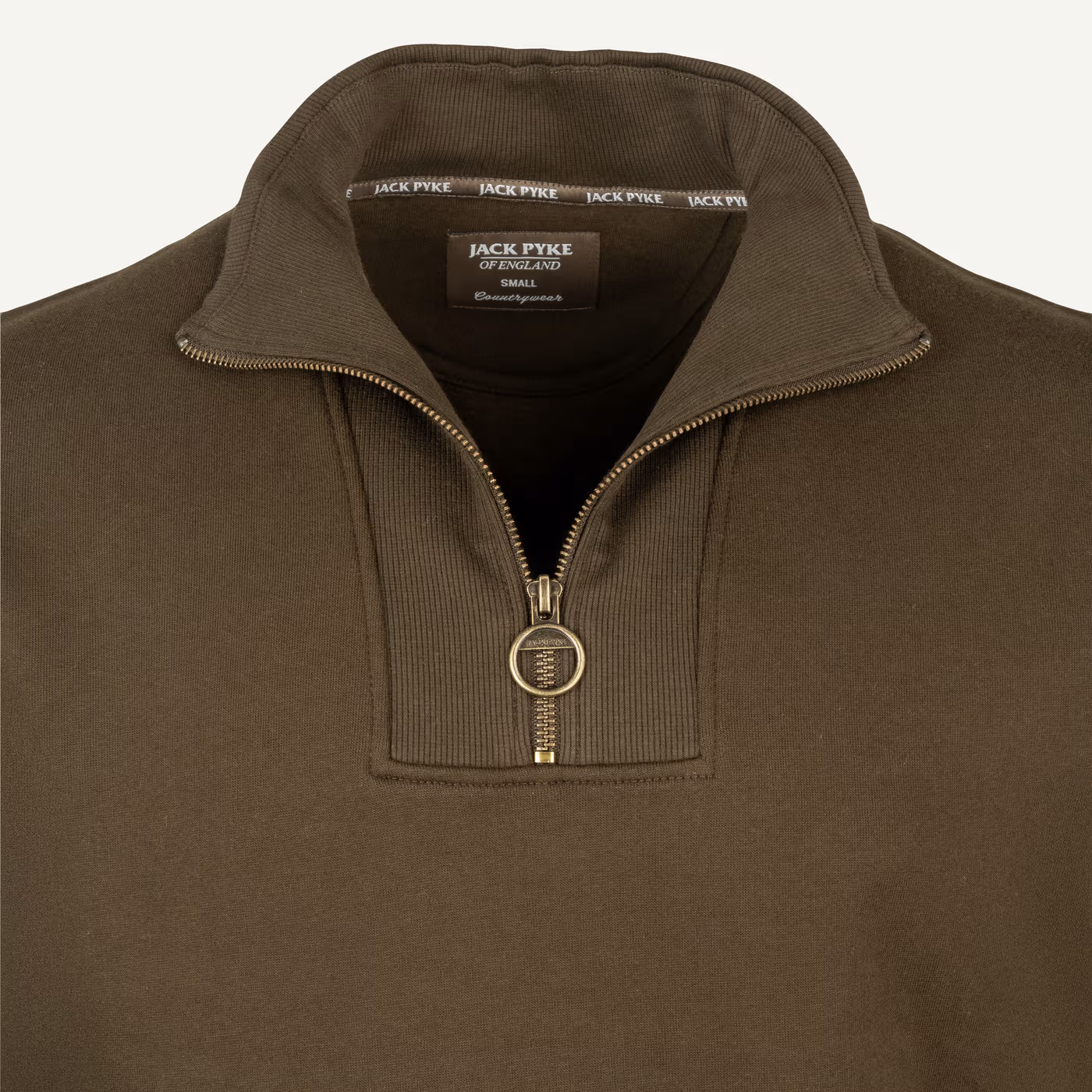Jack Pyke Half Zip Sweatshirt in Dark Olive – zip detail Jack Pyke Half Zip Sweatshirt in Dark Olive – zip detail