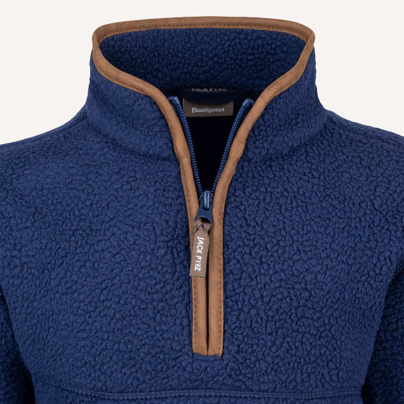 Jack Pyke Junior Half Zip Sherpa Fleece Pullover in Navy – zip detail Jack Pyke Junior Half Zip Sherpa Fleece Pullover in Navy – zip detail