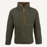 Jack Pyke Junior Half Zip Sherpa Fleece Pullover in Olive – front