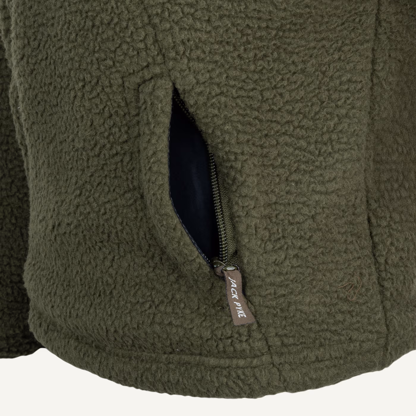 Jack Pyke Junior Half Zip Sherpa Fleece Pullover in Olive – pocket detail Jack Pyke Junior Half Zip Sherpa Fleece Pullover in Olive – pocket detail