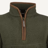 Jack Pyke Junior Half Zip Sherpa Fleece Pullover in Olive – zip detail