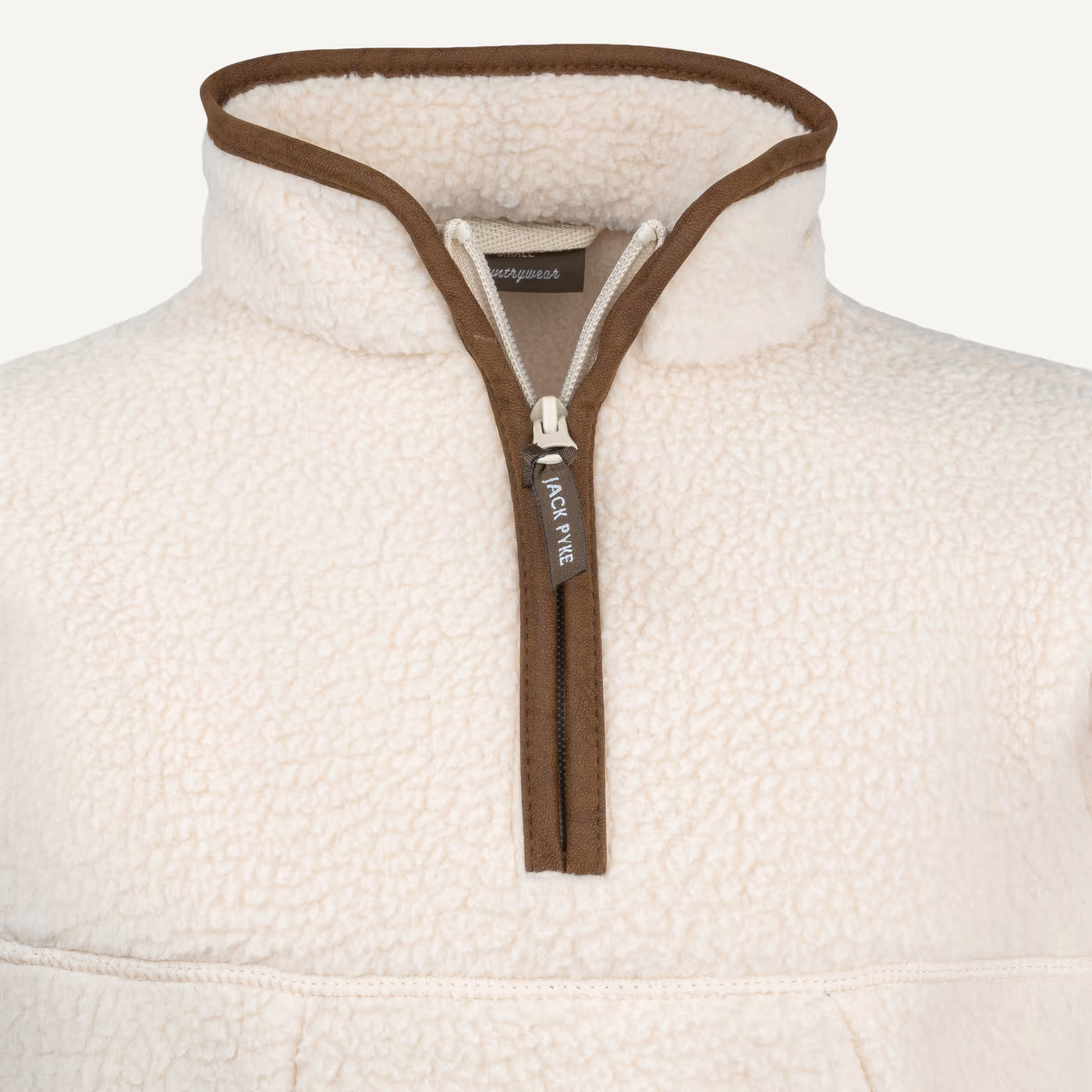 Jack Pyke Junior Half Zip Sherpa Fleece Pullover in Sail – zip detail Jack Pyke Junior Half Zip Sherpa Fleece Pullover in Sail – zip detail