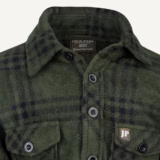 Jack Pyke Junior Polar Fleece Shirt in Green Check – collar detail