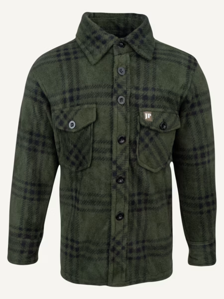 Jack Pyke Junior Polar Fleece Shirt in Green Check – front