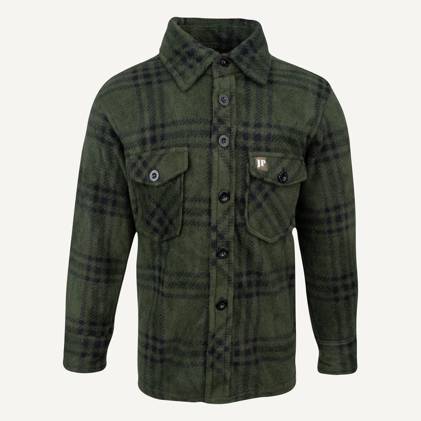 Jack Pyke Junior Polar Fleece Shirt in Green Check – front Jack Pyke Junior Polar Fleece Shirt in Green Check – front