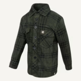 Jack Pyke Junior Polar Fleece Shirt in Green Check – left three quarter
