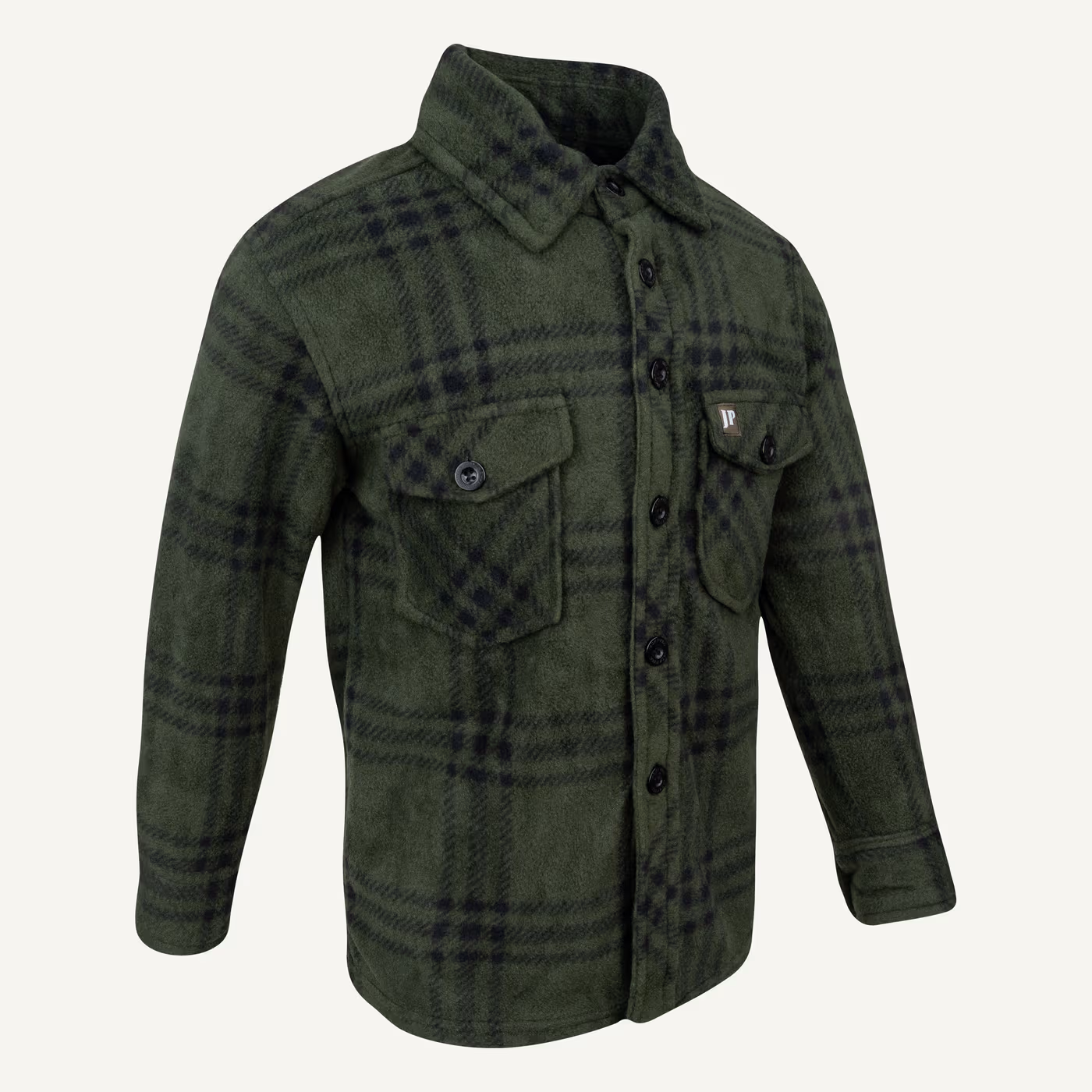 Jack Pyke Junior Polar Fleece Shirt in Green Check – right three quarter Jack Pyke Junior Polar Fleece Shirt in Green Check – right three quarter