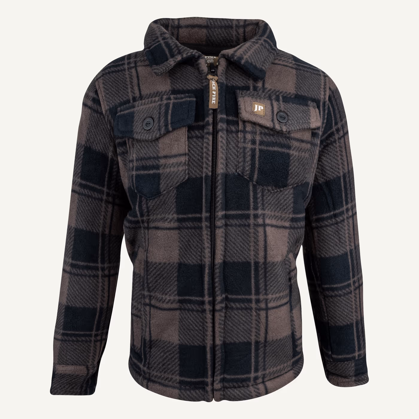 Jack Pyke Junior Tundra Shirt in Brown Check – front Jack Pyke Junior Tundra Shirt in Brown Check – front