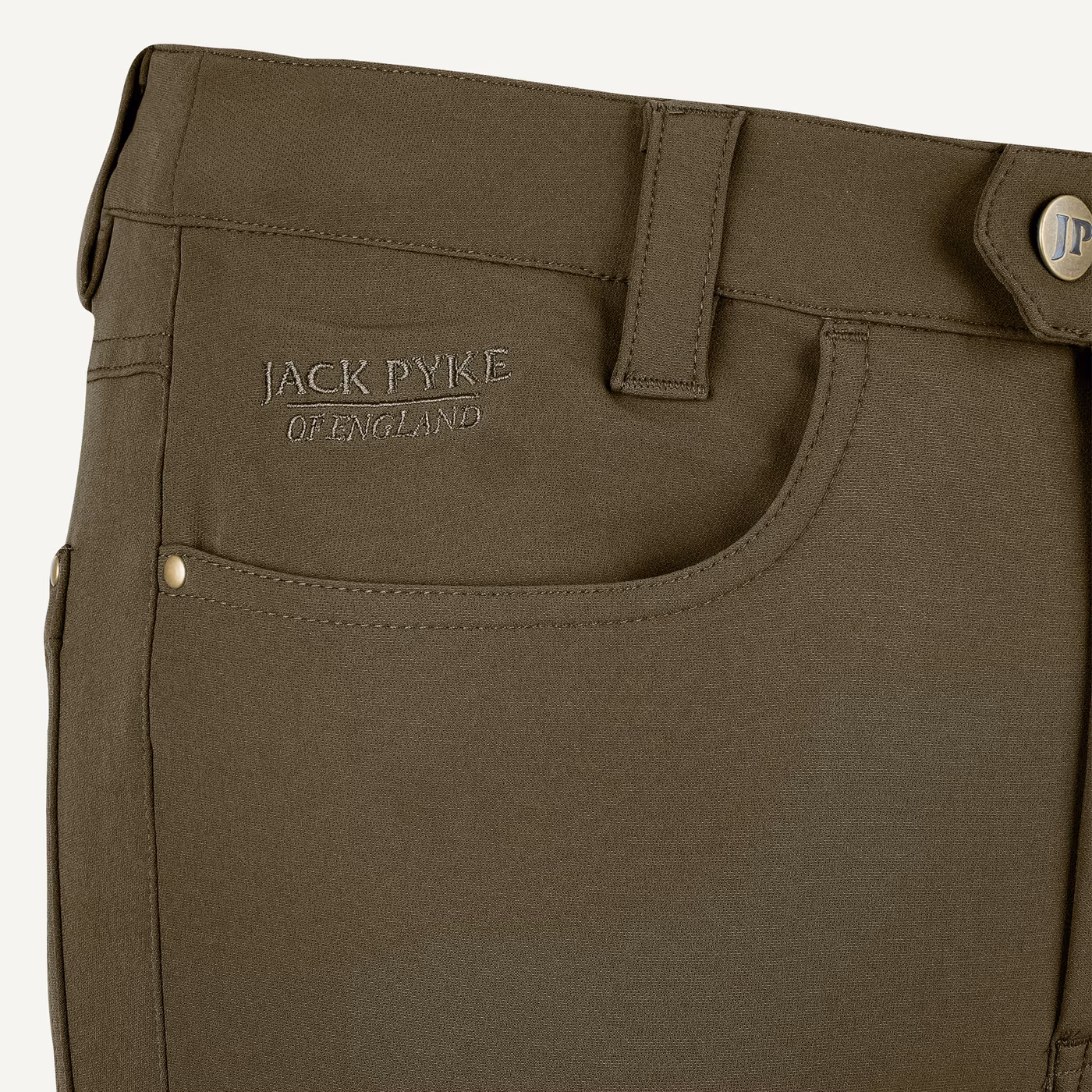 Jack Pyke Ladies Contour Stretch Pants in Brown – logo detail Jack Pyke Ladies Contour Stretch Pants in Brown – logo detail