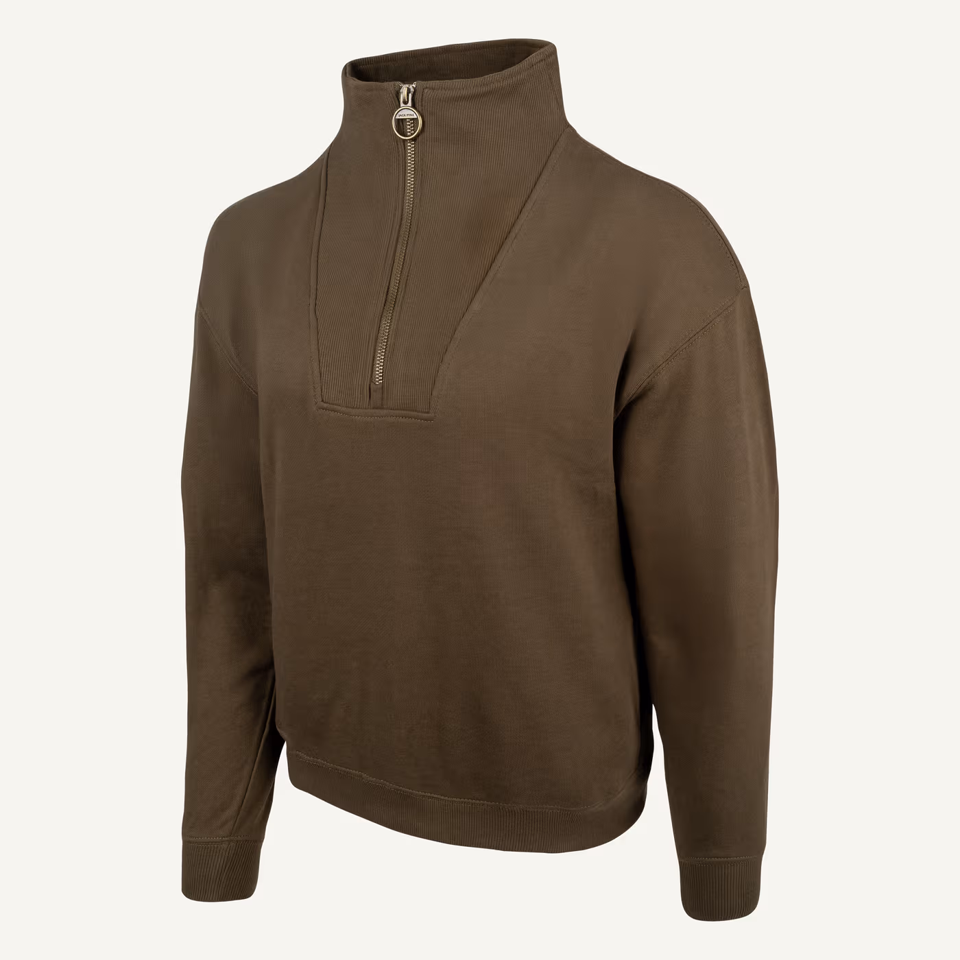 Jack Pyke Ladies Half Zip Sweatshirt in Olive – left three quarter Jack Pyke Ladies Half Zip Sweatshirt in Olive – left three quarter