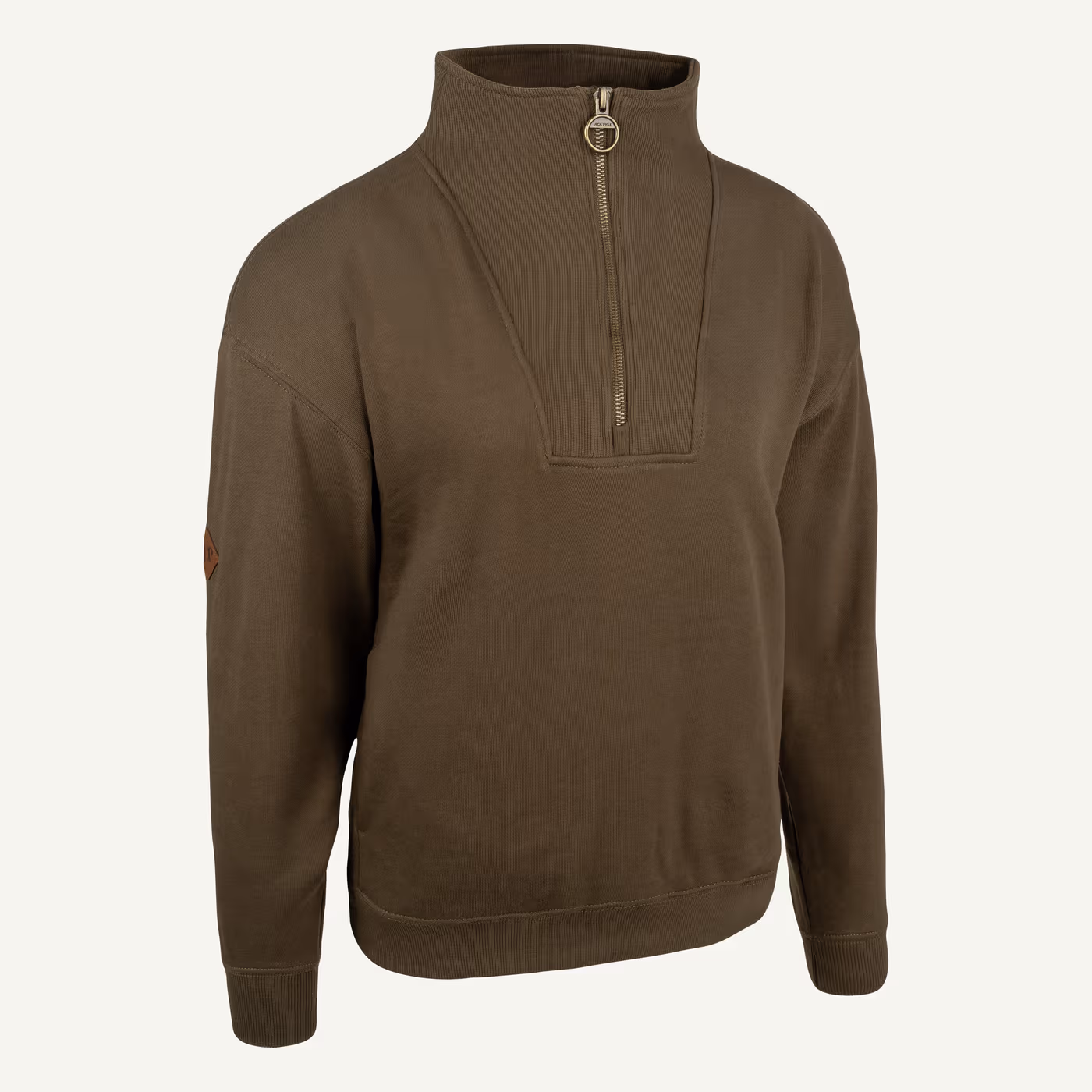 Jack Pyke Ladies Half Zip Sweatshirt in Olive – right three quarter Jack Pyke Ladies Half Zip Sweatshirt in Olive – right three quarter