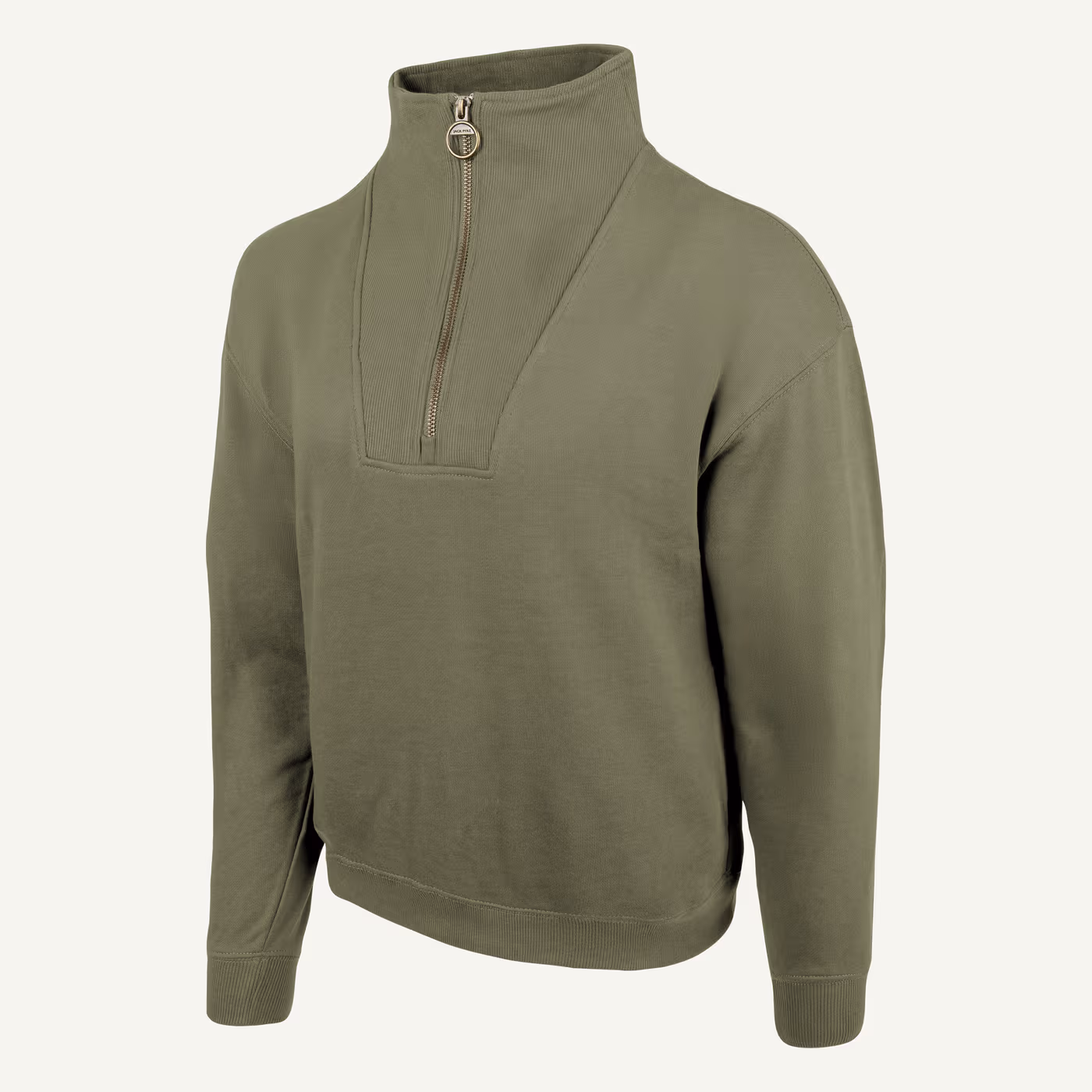 Jack Pyke Ladies Half Zip Sweatshirt in Sage – left three quarter Jack Pyke Ladies Half Zip Sweatshirt in Sage – left three quarter