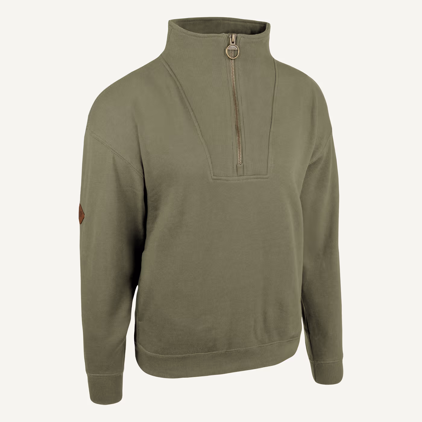 Jack Pyke Ladies Half Zip Sweatshirt in Sage – right three quarter Jack Pyke Ladies Half Zip Sweatshirt in Sage – right three quarter