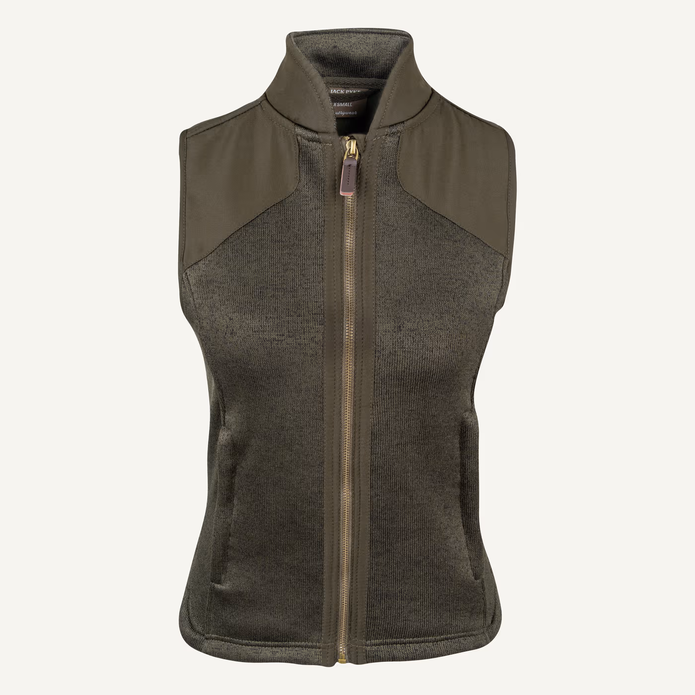 Jack Pyke Ladies Melange Fleece Gilet in Dark Olive – front Jack Pyke Ladies Melange Fleece Gilet in Dark Olive – front