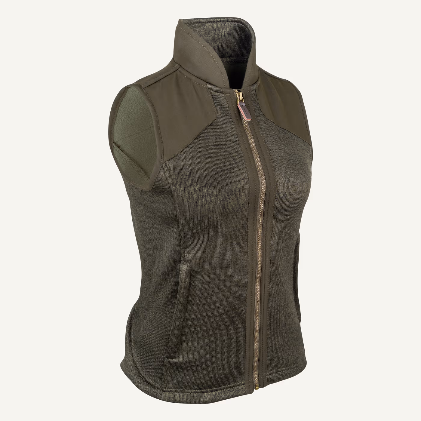 Jack Pyke Ladies Melange Fleece Gilet in Dark Olive – right three quarter Jack Pyke Ladies Melange Fleece Gilet in Dark Olive – right three quarter