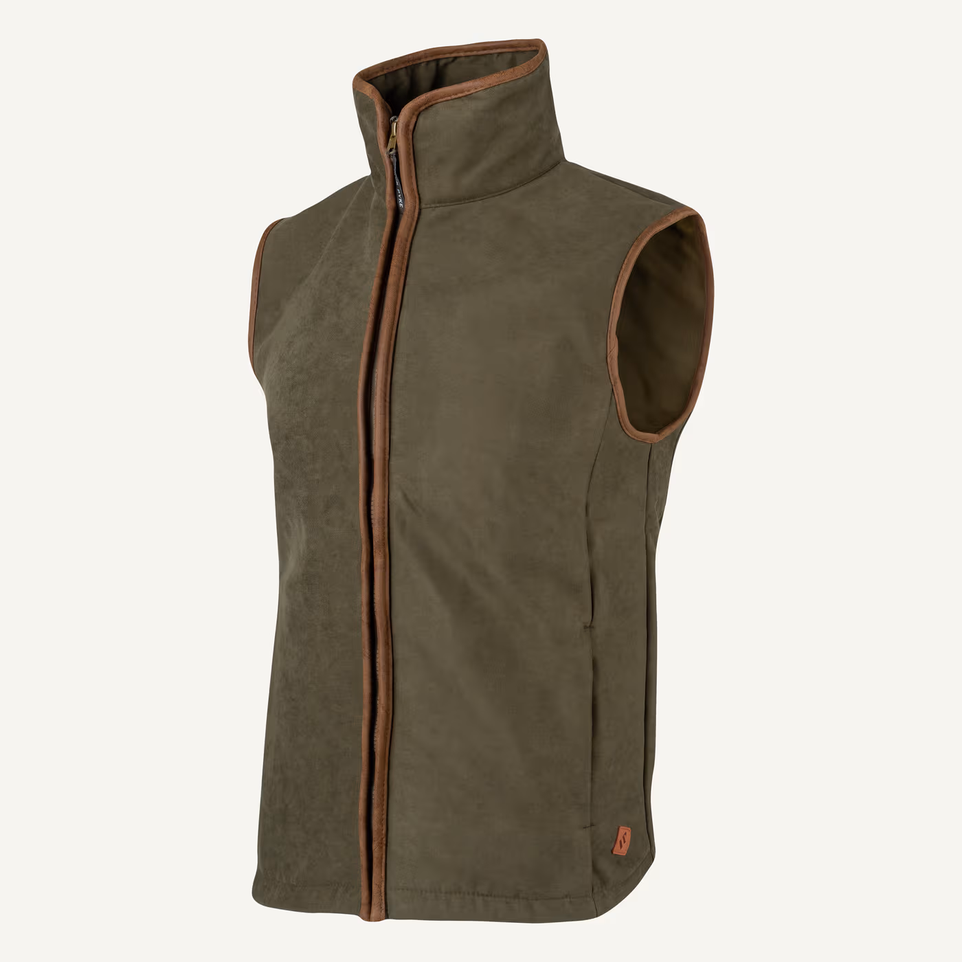 Jack Pyke Technical Moleskin Gilet in Dark Olive – left three quarter Jack Pyke Technical Moleskin Gilet in Dark Olive – left three quarter