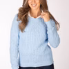 Rydale Ladies Crew Neck Cable Knit Jumper - Emma - Soft Blue